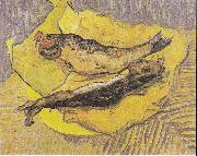 Vincent Van Gogh Still Life with smoked herrings on yellow paper France oil painting artist